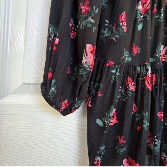 a new day Black Floral Long Sleeve Dress size medium - Picture 5 of 8